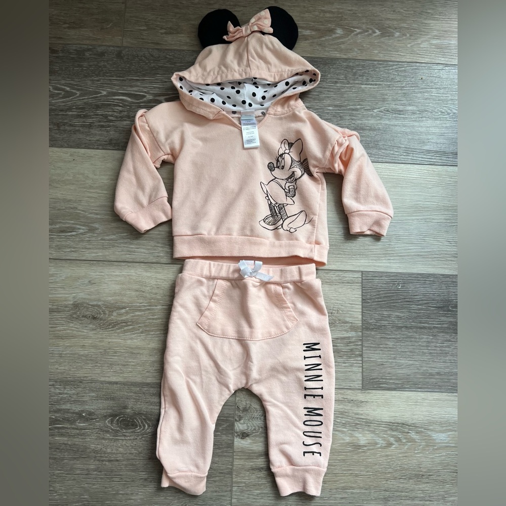 Minnie Mouse Sweat Suit with Hood size 12M
